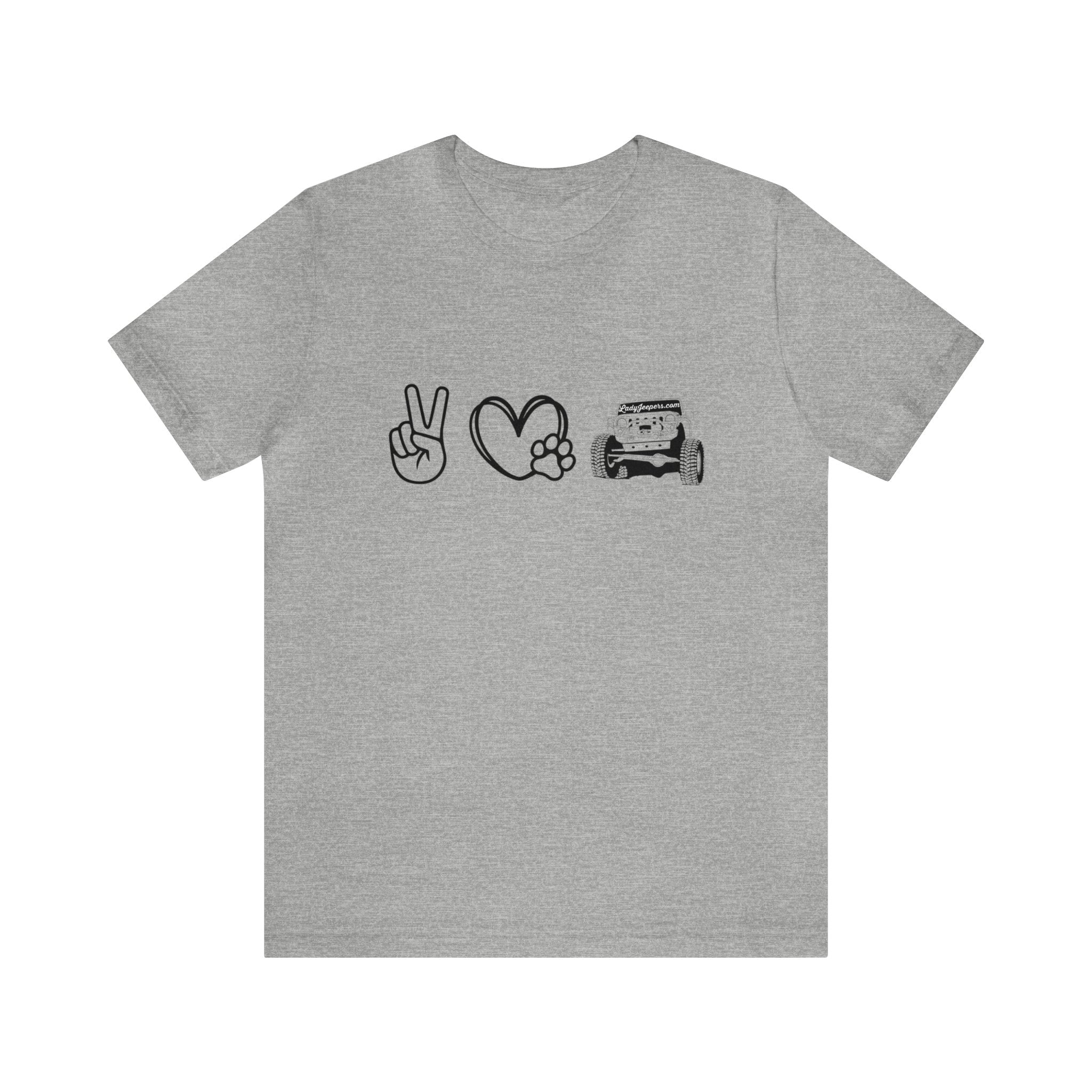 Peace, Love Paw, Jeep Short Sleeve T-Shirt