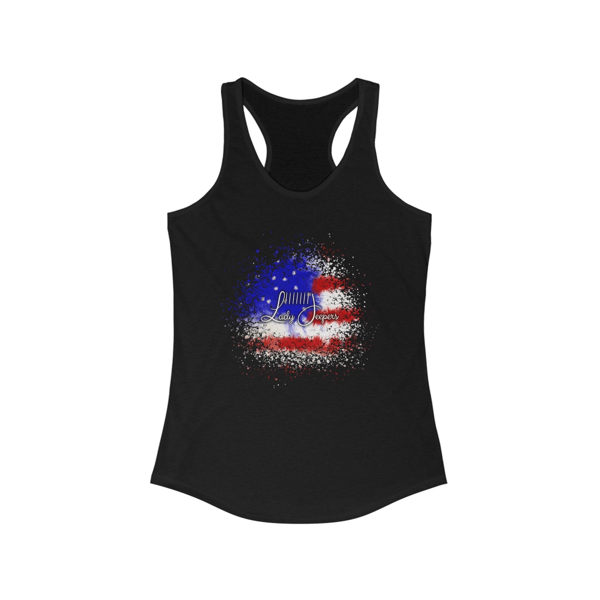 American Flag Splatter with Logo Racerback Tank Top