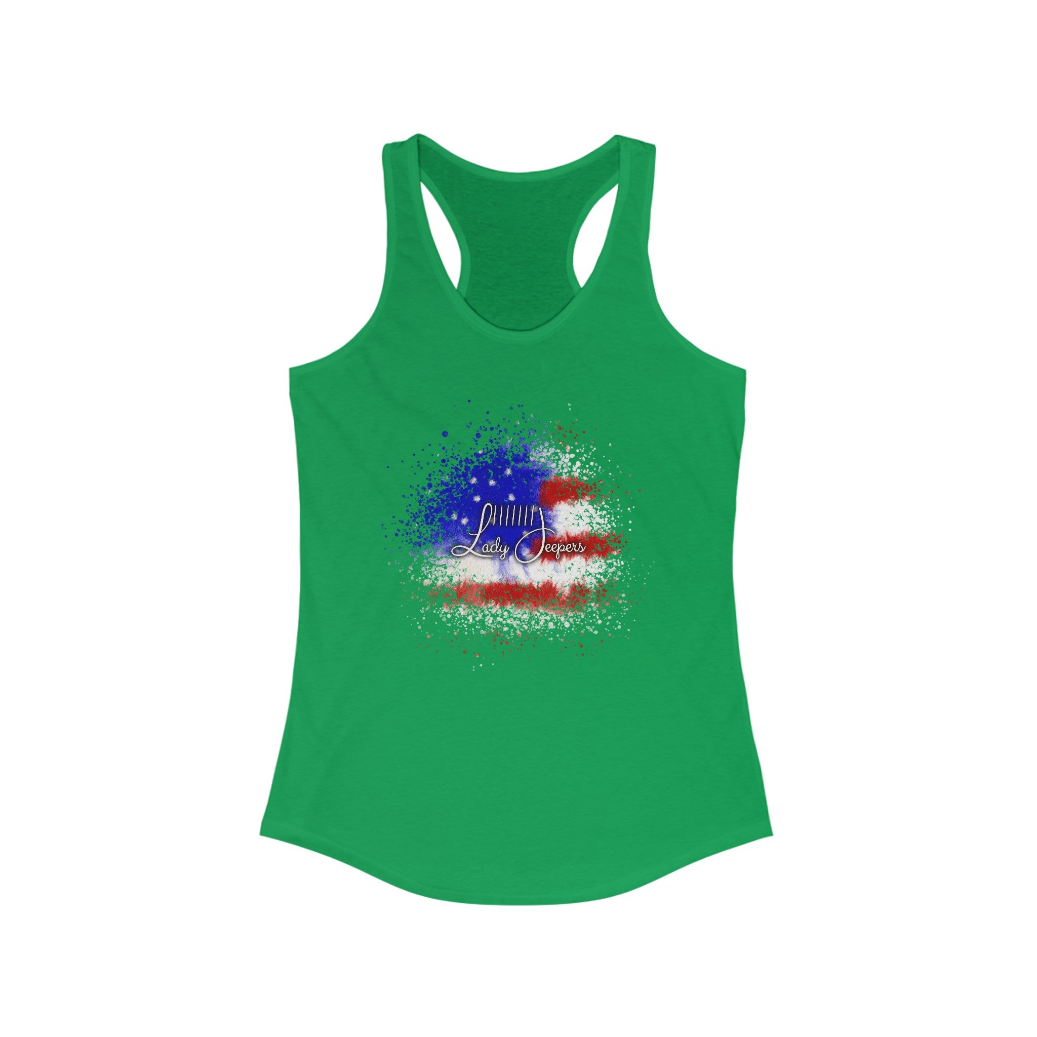 American Flag Splatter with Logo Racerback Tank Top