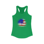 Load image into Gallery viewer, American Flag Splatter with Logo Racerback Tank Top
