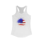 Load image into Gallery viewer, American Flag Splatter with Logo Racerback Tank Top
