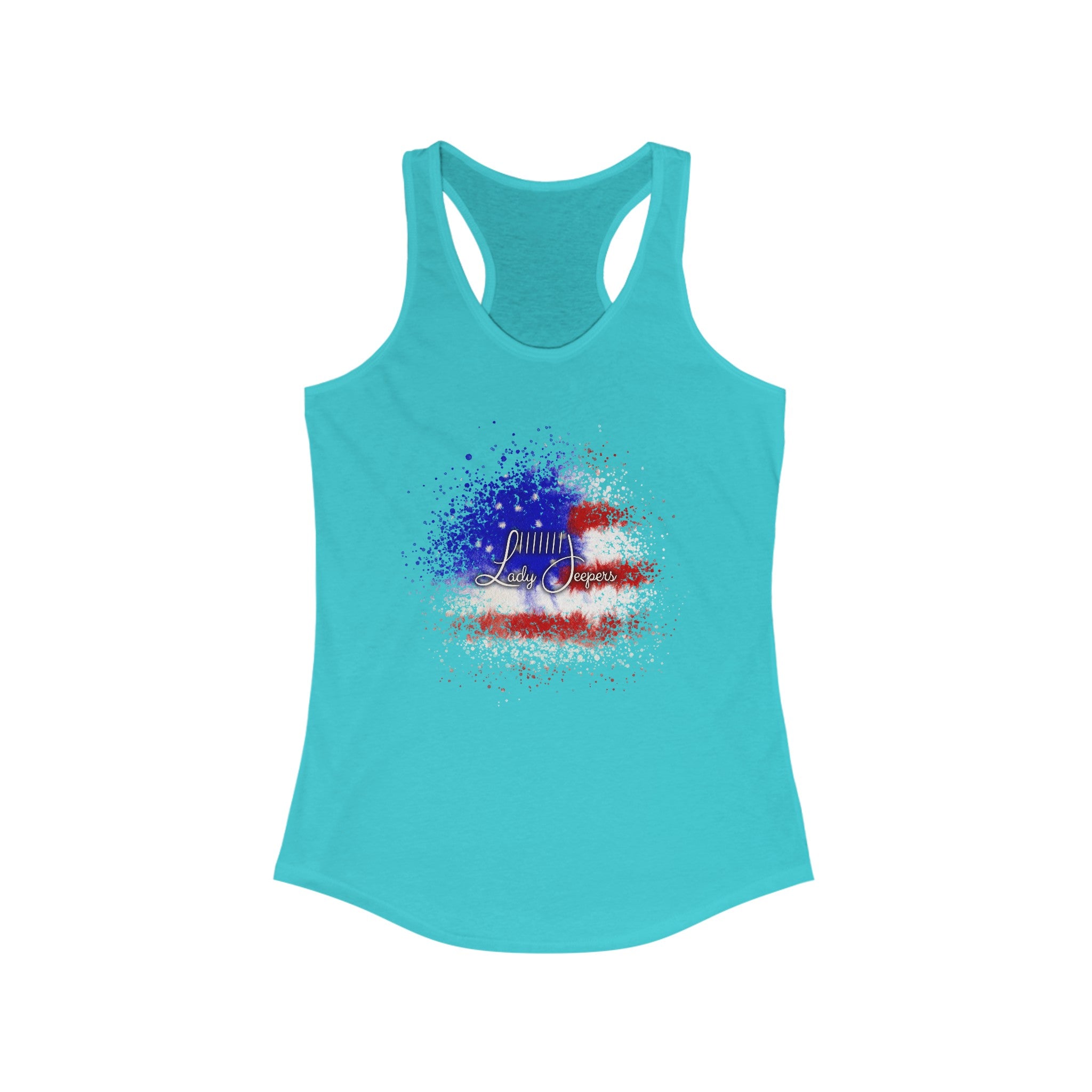 American Flag Splatter with Logo Racerback Tank Top