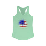 Load image into Gallery viewer, American Flag Splatter with Logo Racerback Tank Top
