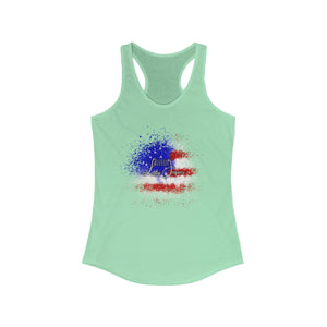 American Flag Splatter with Logo Racerback Tank Top