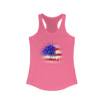 Load image into Gallery viewer, American Flag Splatter with Logo Racerback Tank Top
