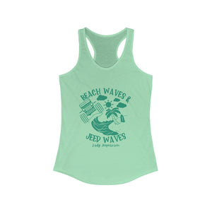 Seafoam/Mint Beach Waves & Jeep Waves Racerback Tank Top