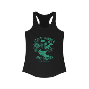 Seafoam/Mint Beach Waves & Jeep Waves Racerback Tank Top