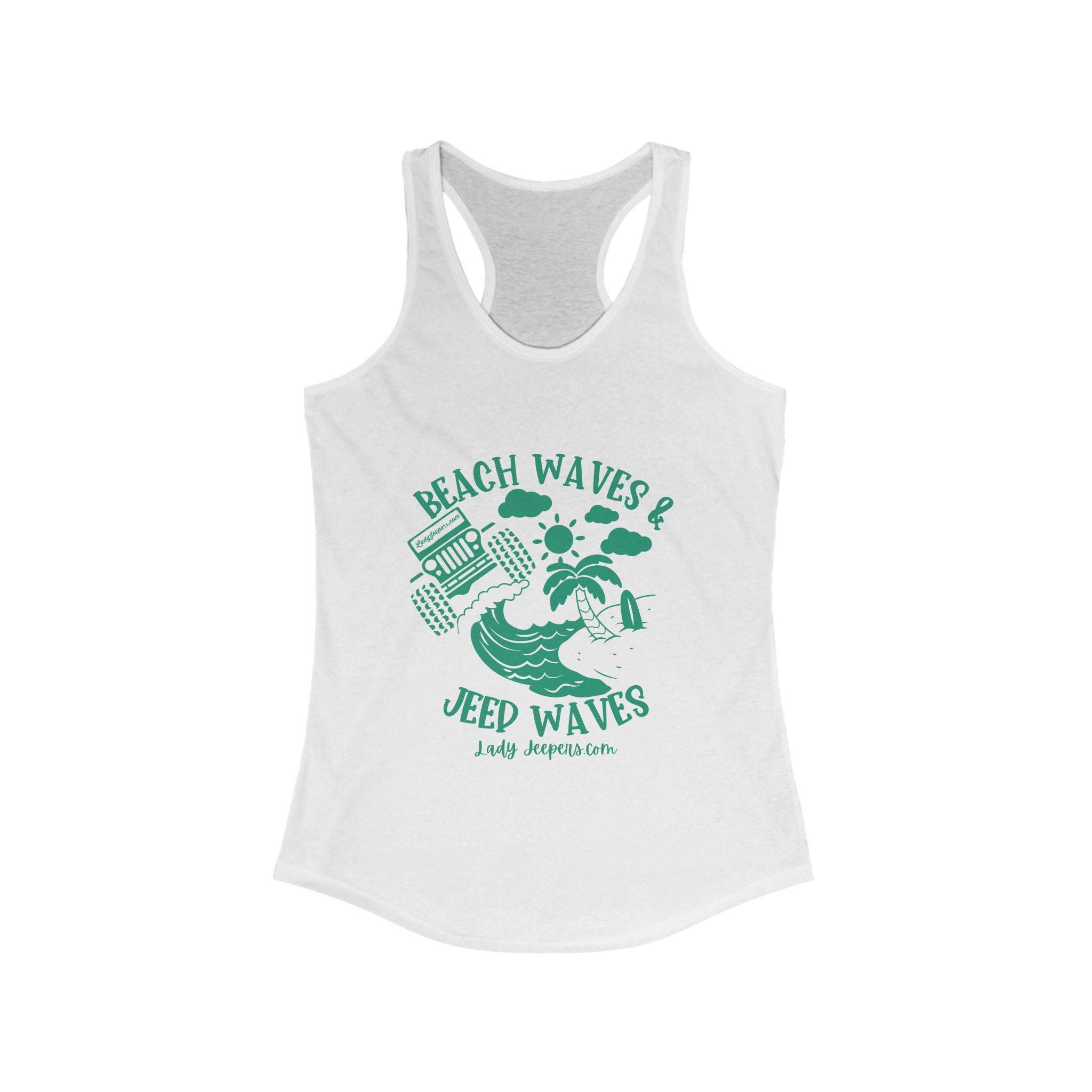 Seafoam/Mint Beach Waves & Jeep Waves Racerback Tank Top