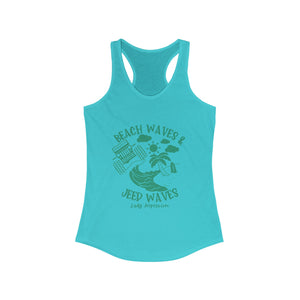 Seafoam/Mint Beach Waves & Jeep Waves Racerback Tank Top