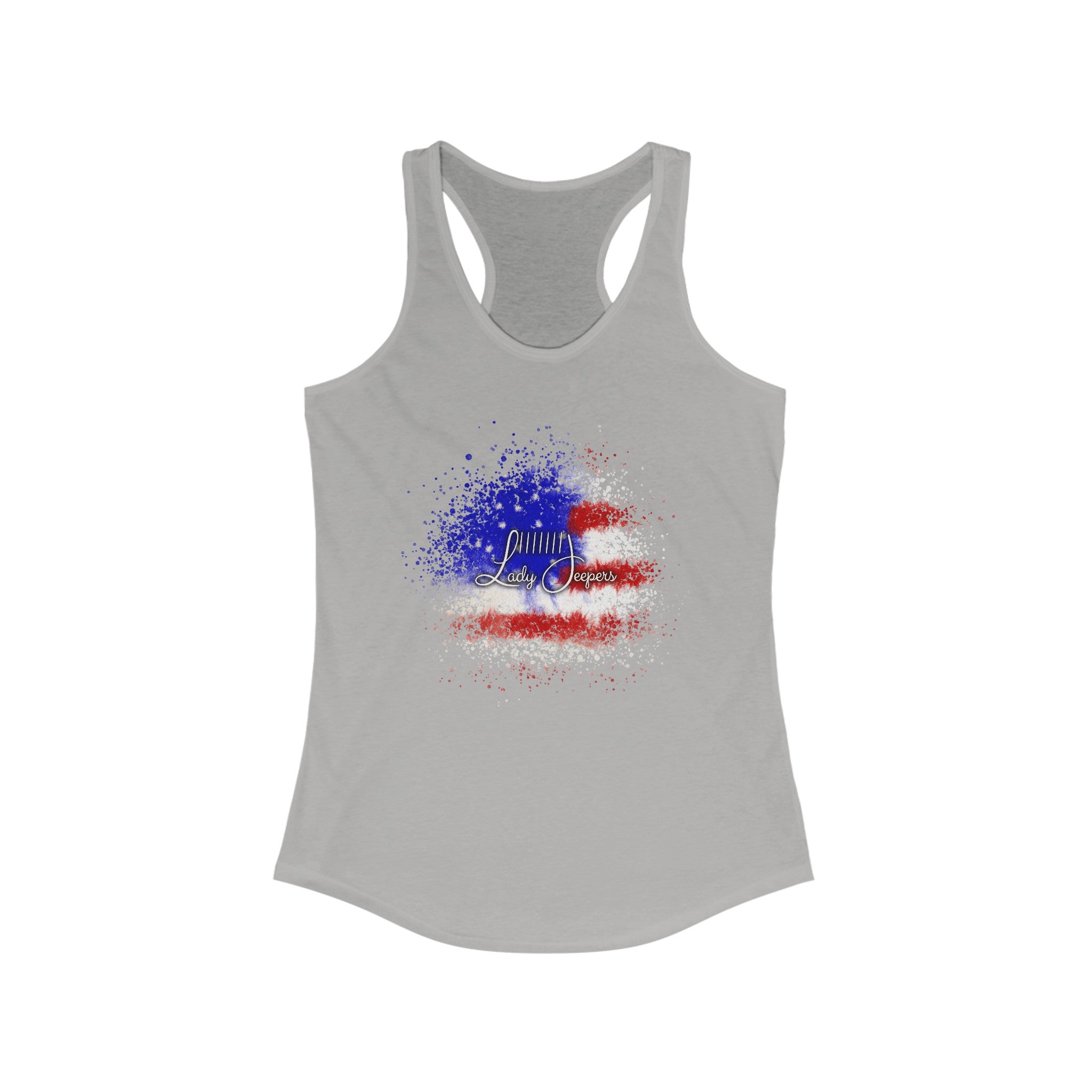 American Flag Splatter with Logo Racerback Tank Top