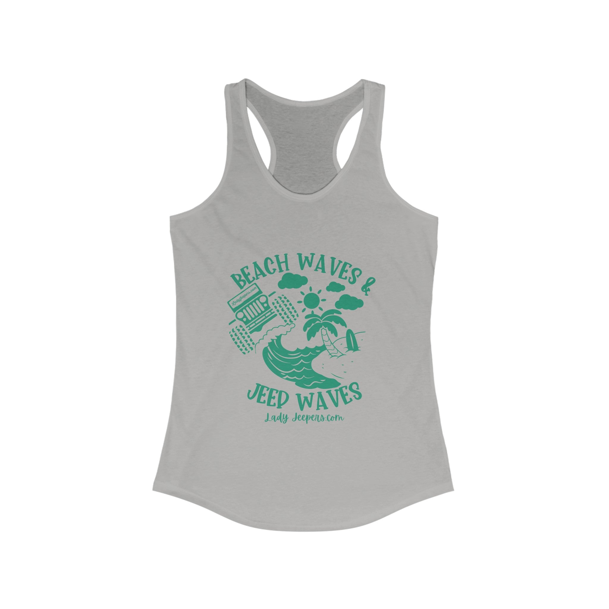 Seafoam/Mint Beach Waves & Jeep Waves Racerback Tank Top