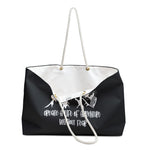 Load image into Gallery viewer, Create A Life Of Adventure Without Fear White Design on Black Weekender Bag
