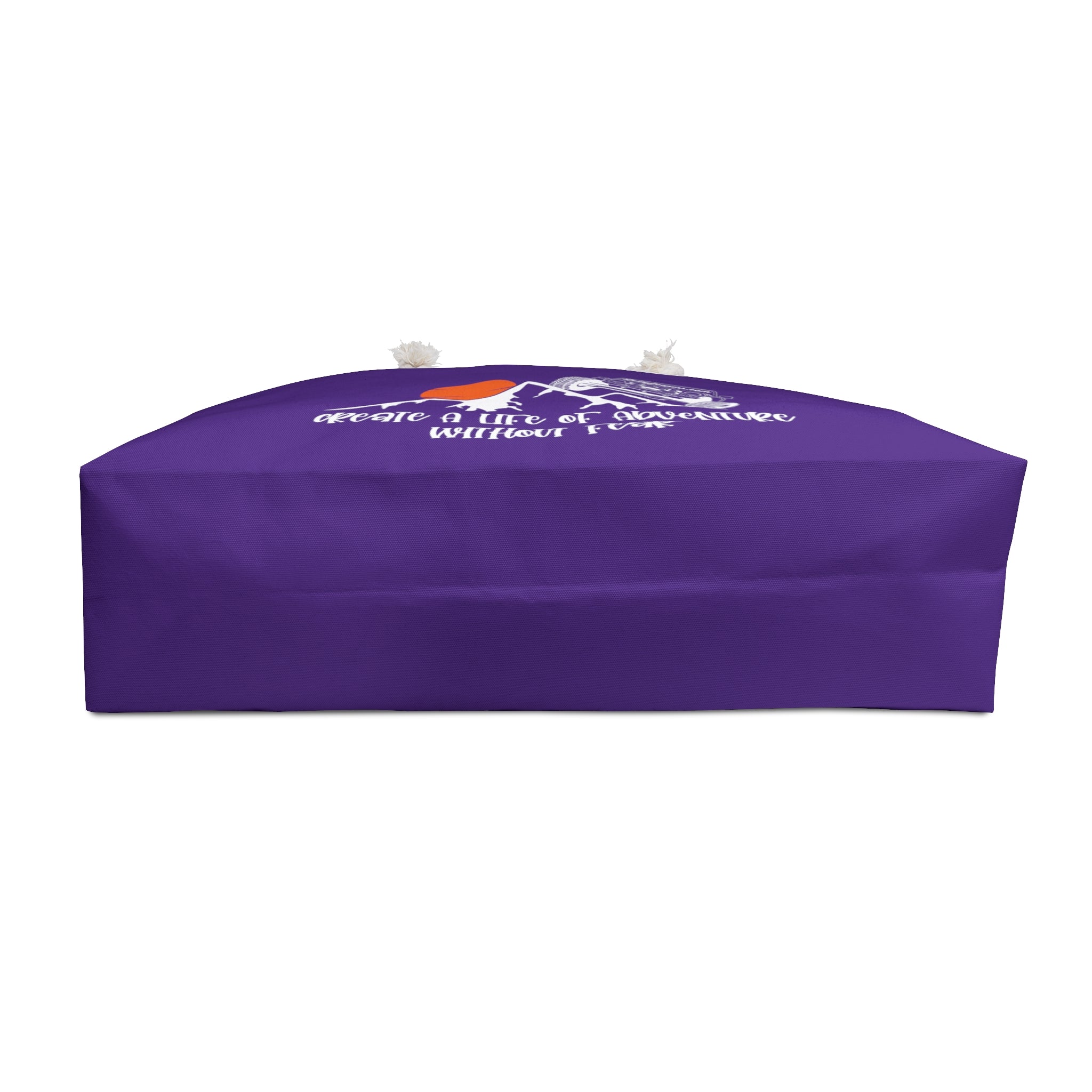 Create A Life Of Adventure Without Fear White Design on Purple Weekender Bag