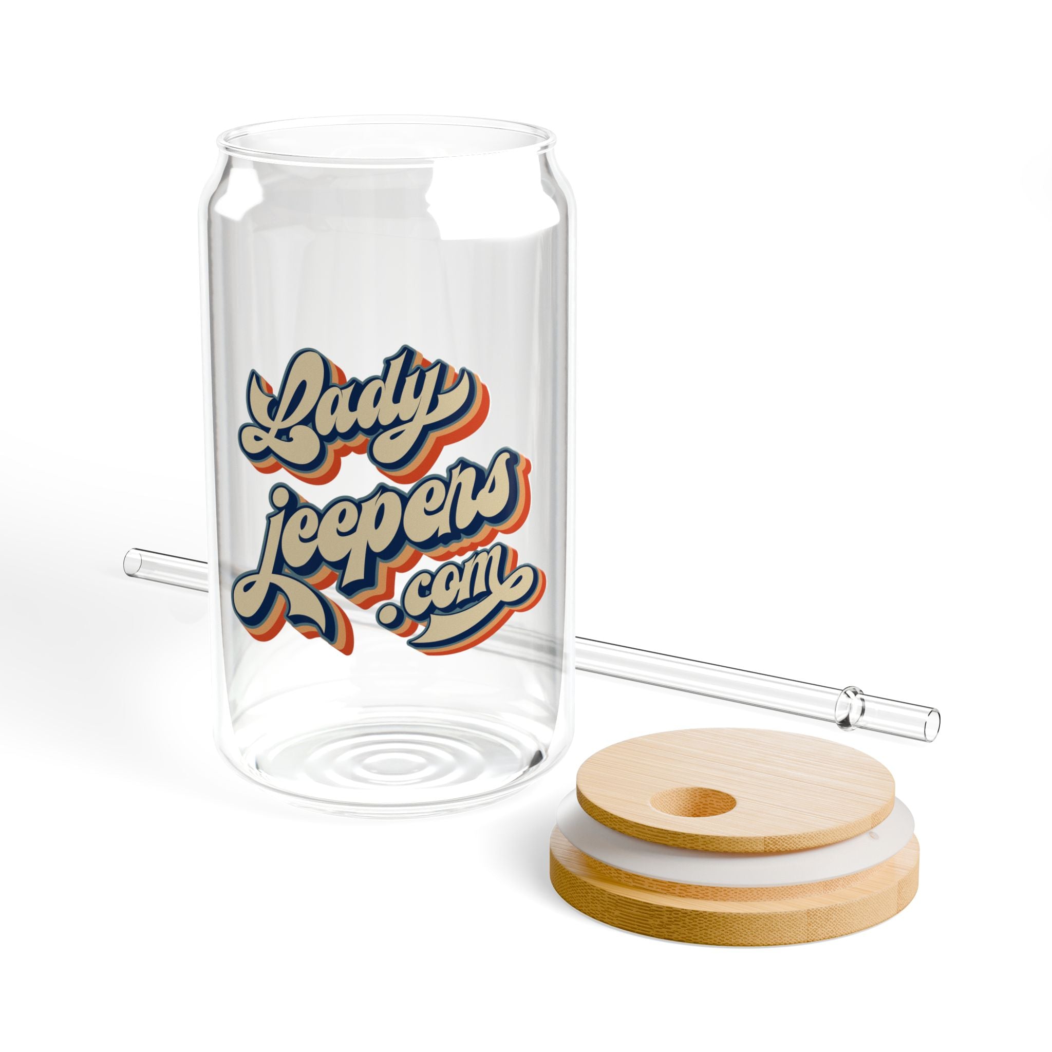 Retro LadyJeepers.com 16oz Glass with Straw