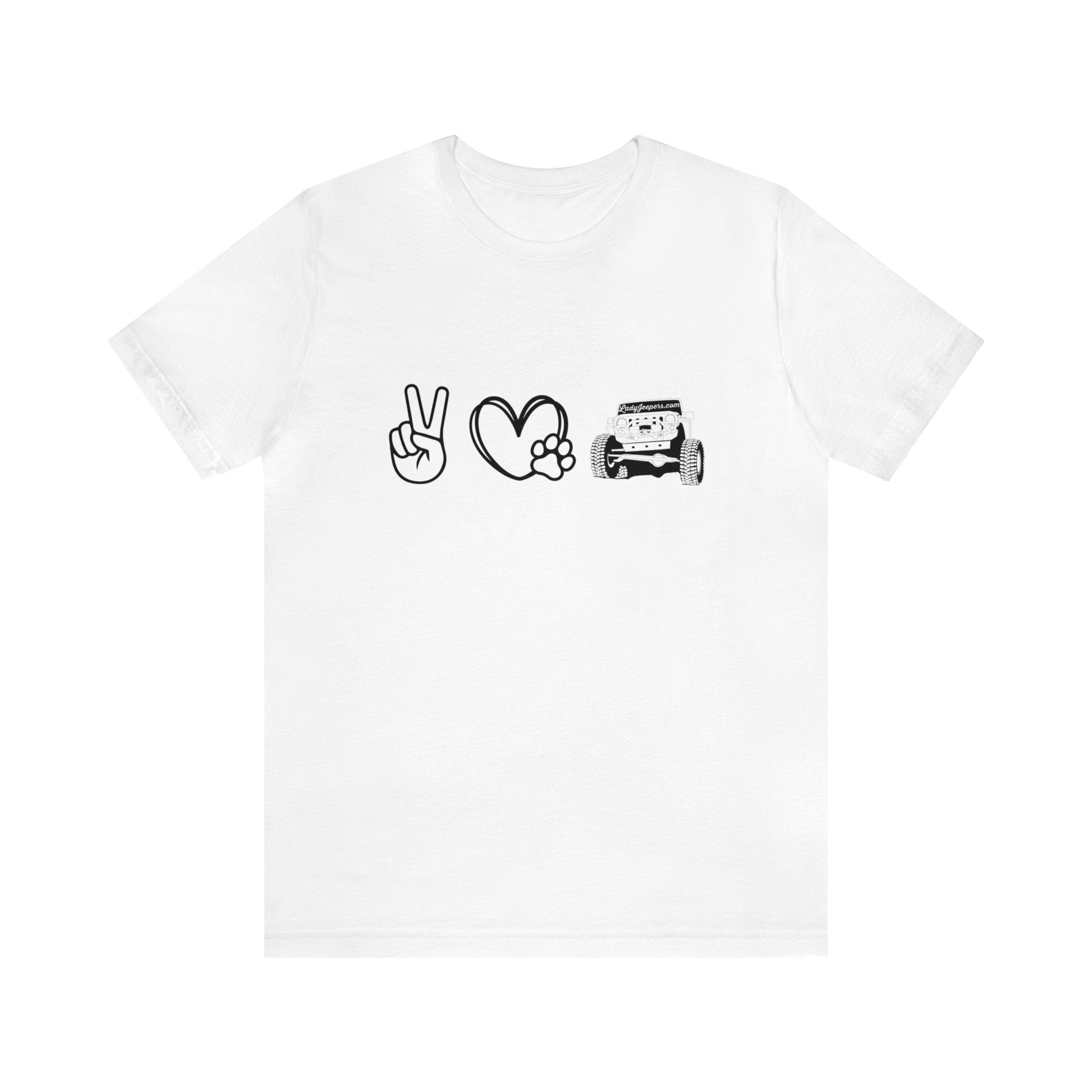 Peace, Love Paw, Jeep Short Sleeve T-Shirt