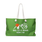 Load image into Gallery viewer, Create A Life Of Adventure Without Fear White Design on Green Weekender Bag
