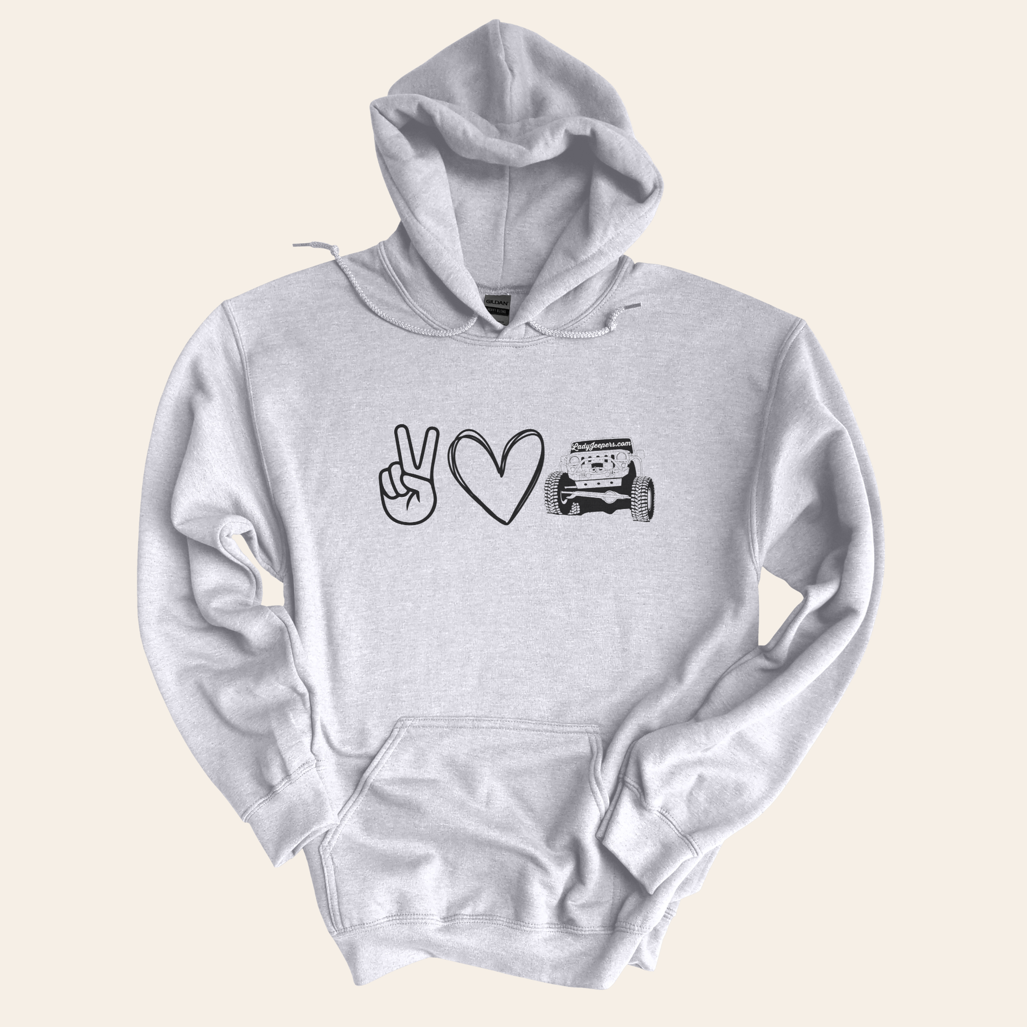 Peace, Love, Jeep Hooded Sweatshirt