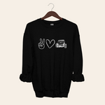 Load image into Gallery viewer, Peace, Love, Jeep Crewneck Sweatshirt
