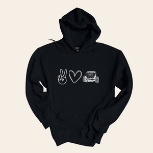 Peace, Love, Jeep Hooded Sweatshirt