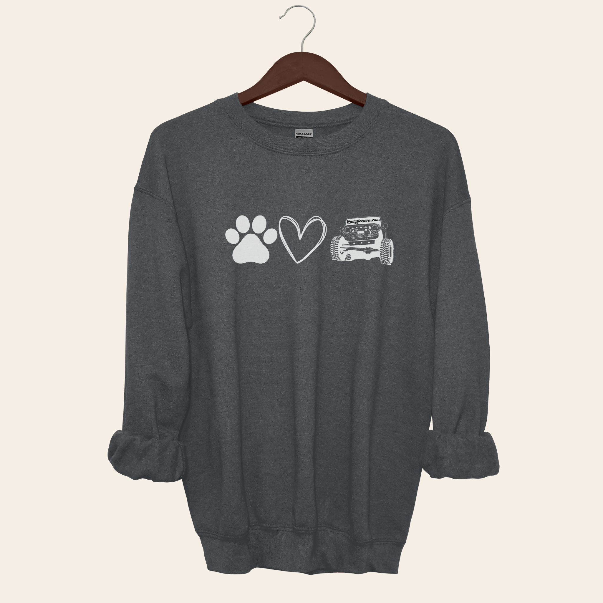 Paw, Heart, Jeep Crewneck Sweatshirt