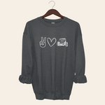 Load image into Gallery viewer, Peace, Love, Jeep Crewneck Sweatshirt
