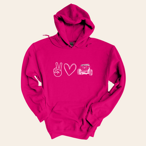 Peace, Love, Jeep Hooded Sweatshirt