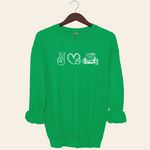Load image into Gallery viewer, Peace,  Paw Heart, Jeep Crewneck Sweatshirt
