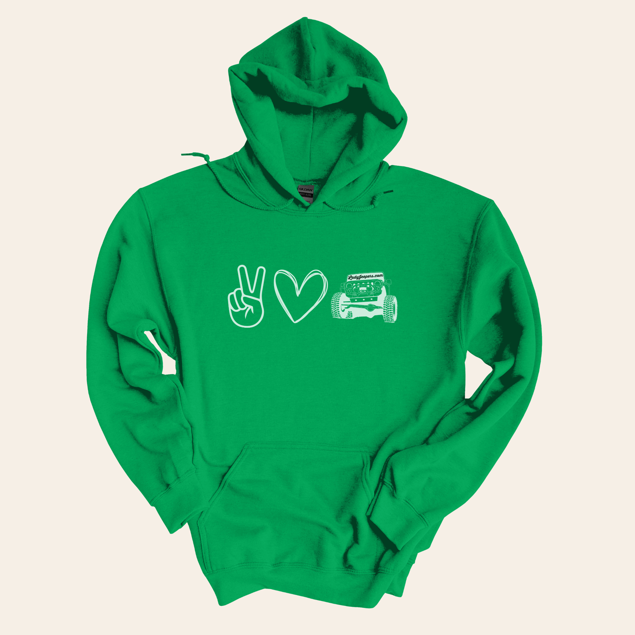 Peace, Love, Jeep Hooded Sweatshirt