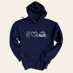 Load image into Gallery viewer, Peace, Paw Heart, Jeep Hooded Sweatshirt
