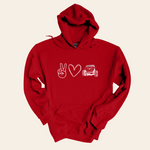 Load image into Gallery viewer, Peace, Love, Jeep Hooded Sweatshirt
