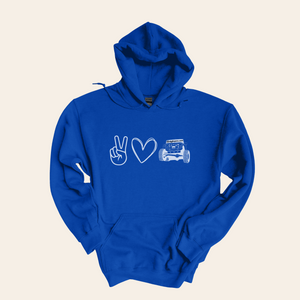 Peace, Love, Jeep Hooded Sweatshirt