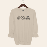 Load image into Gallery viewer, Peace,  Paw Heart, Jeep Crewneck Sweatshirt
