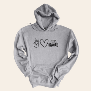 Peace, Love, Jeep Hooded Sweatshirt