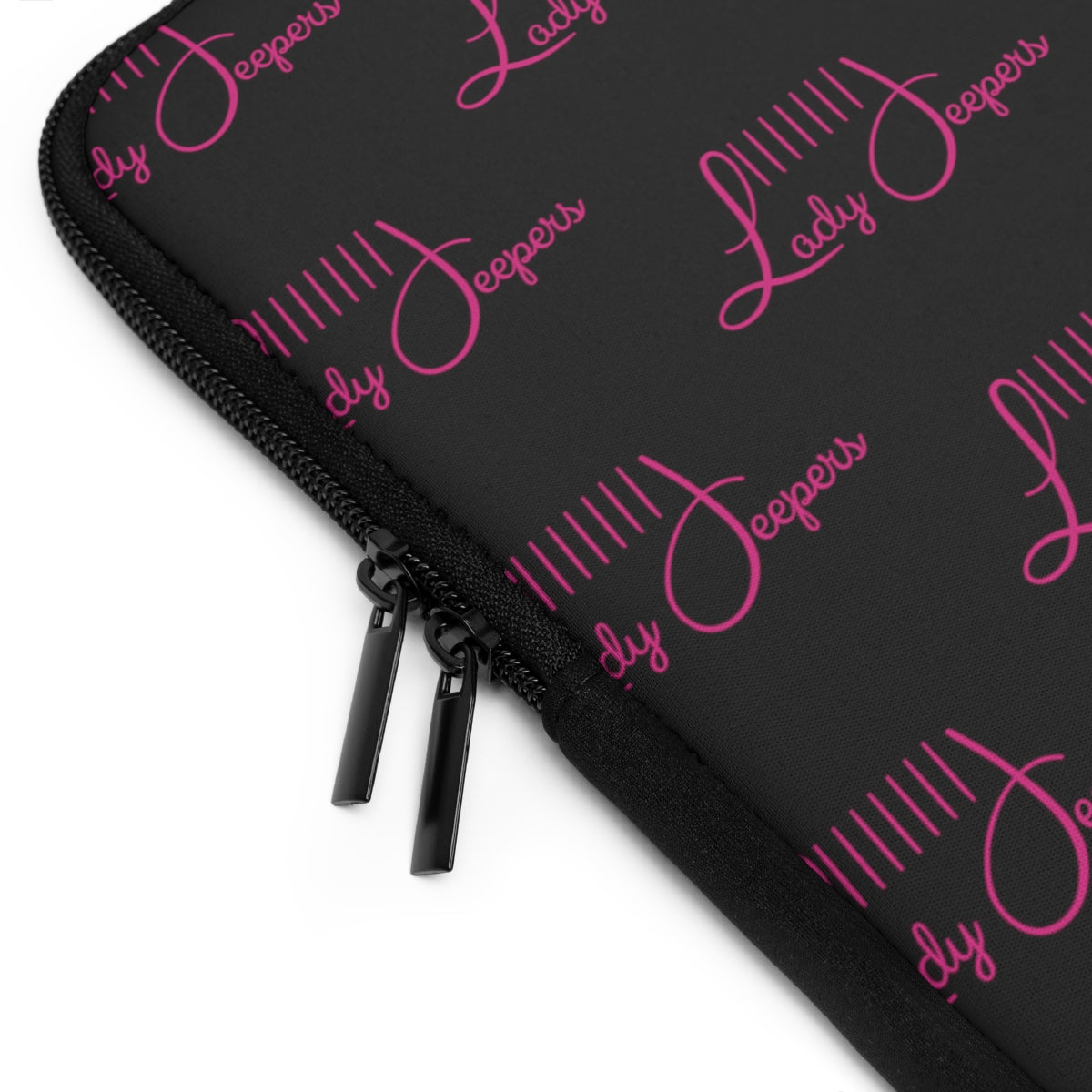 LadyJeepers.com Laptop Sleeve Black with Pink Logo Pattern