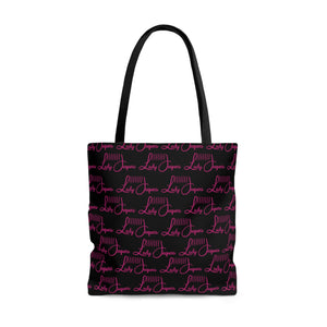 Black with Pink Logo Pattern Tote