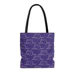 Load image into Gallery viewer, Purple with Silver Logo Pattern Tote
