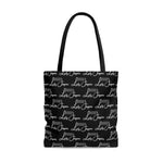 Load image into Gallery viewer, Black with White Logo Pattern Tote
