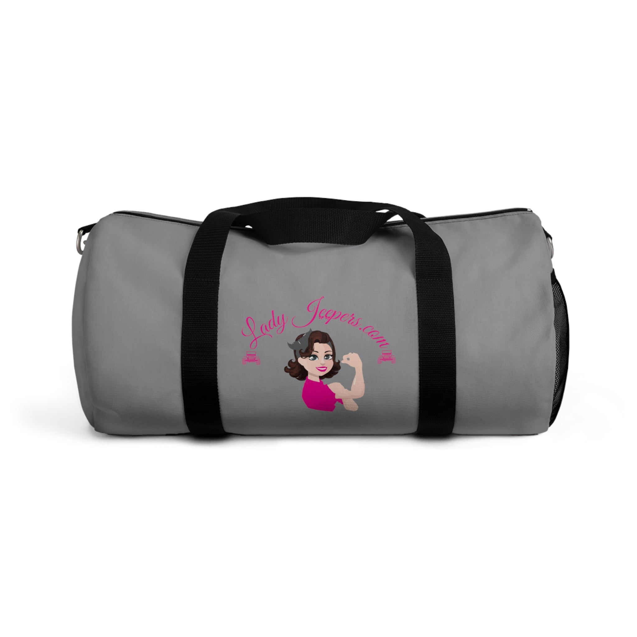 Pink Original Logo On Dark Grey Duffle Bag