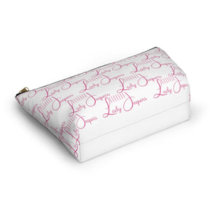 Pink Logo on White Accessory Pouch