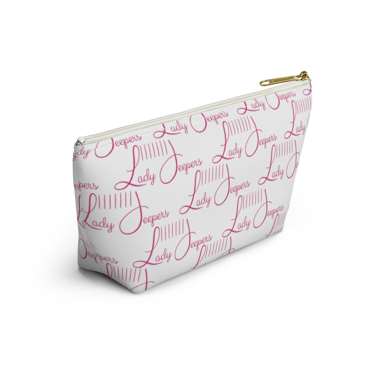 Pink Logo on White Accessory Pouch