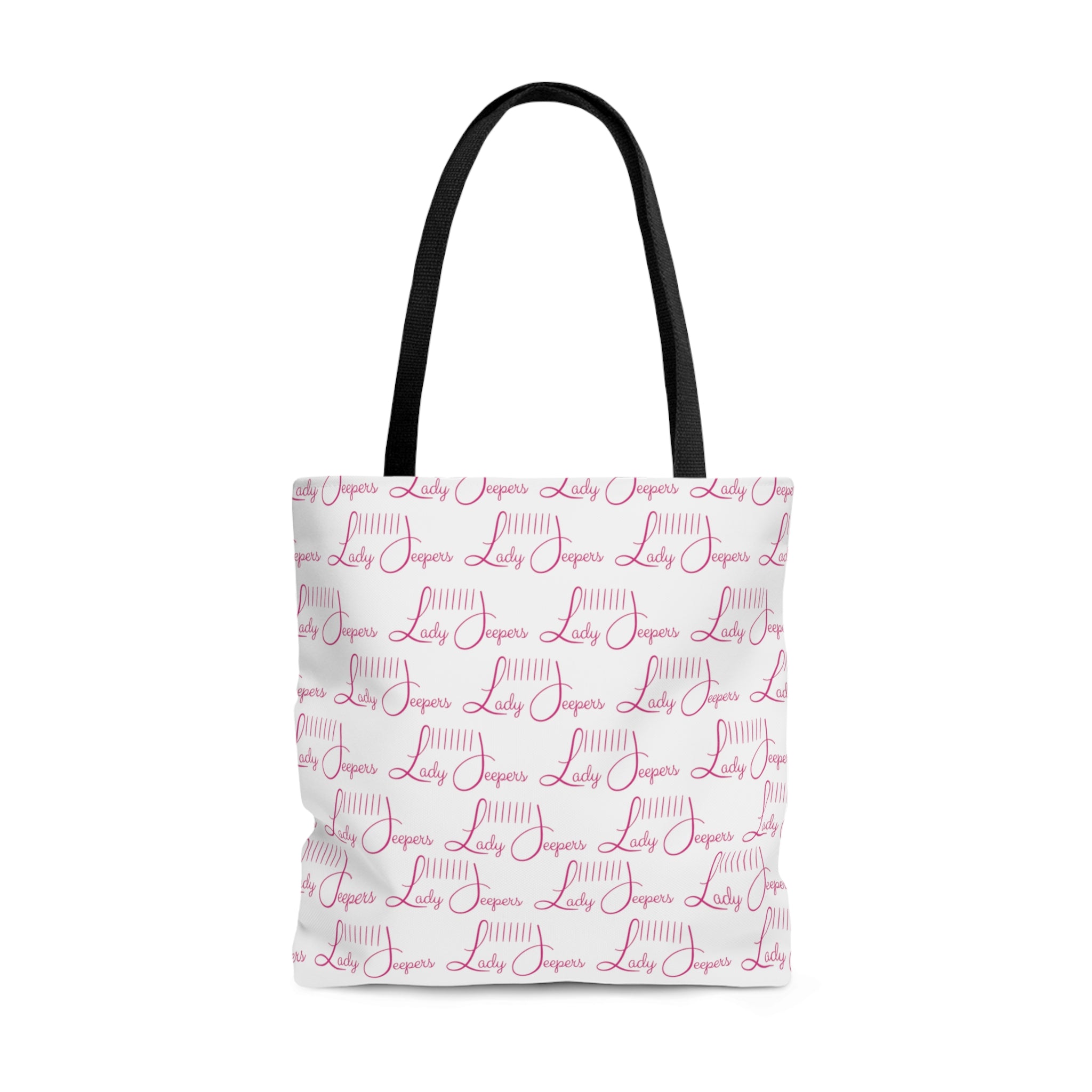 White with Pink Logo Pattern Tote