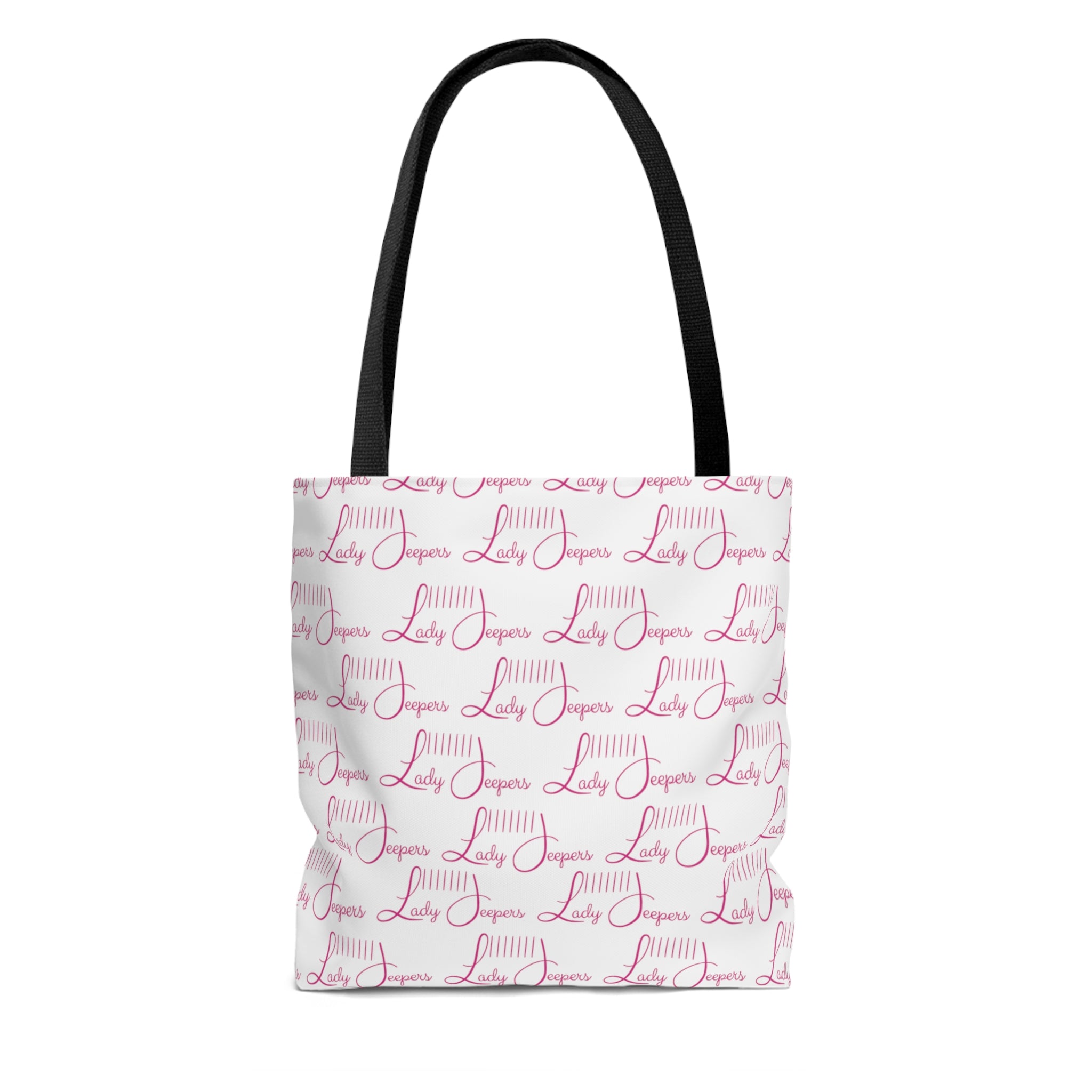 White with Pink Logo Pattern Tote