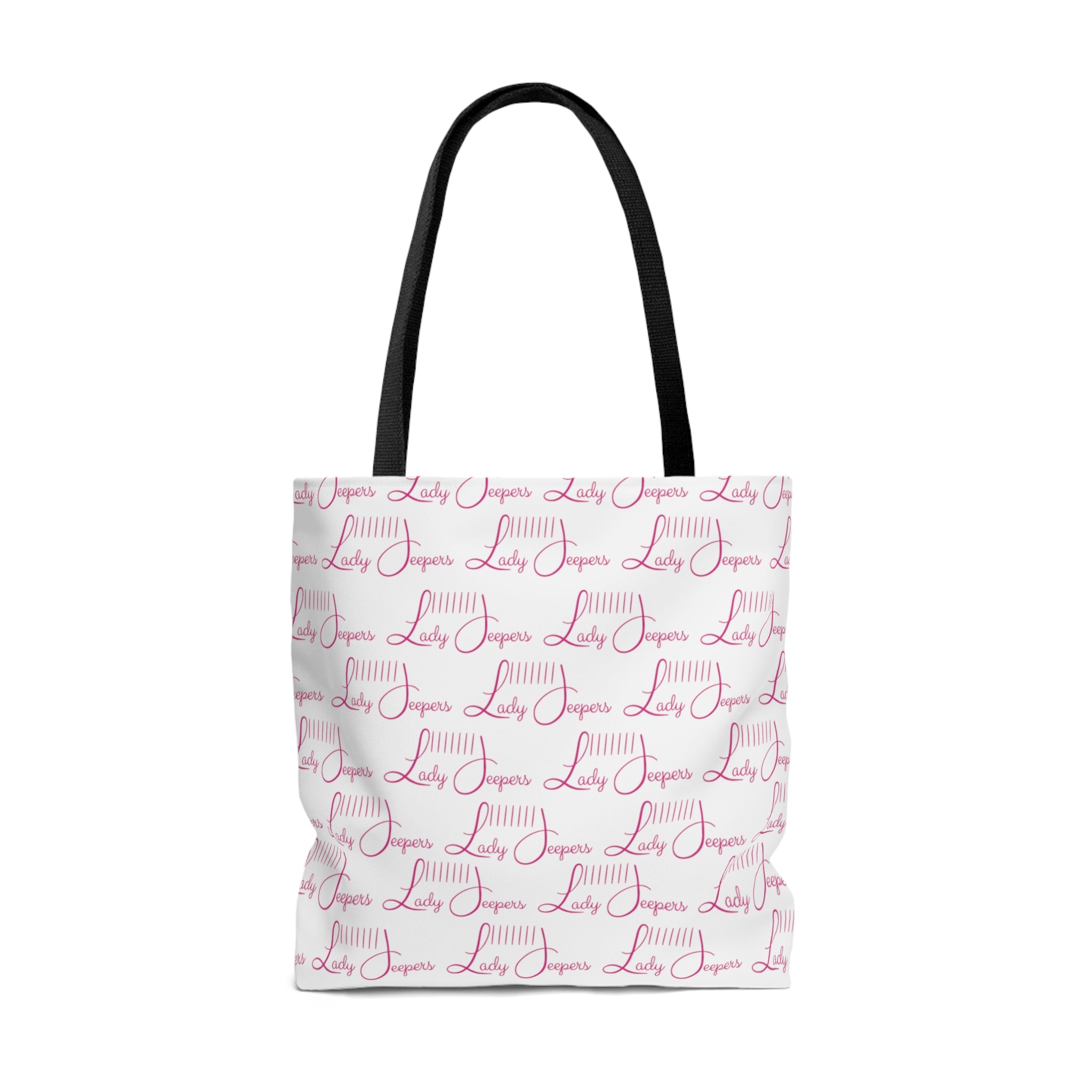 White with Pink Logo Pattern Tote