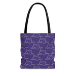 Load image into Gallery viewer, Purple with Silver Logo Pattern Tote
