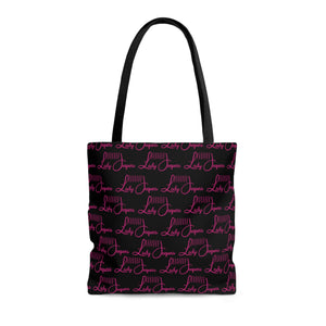 Black with Pink Logo Pattern Tote