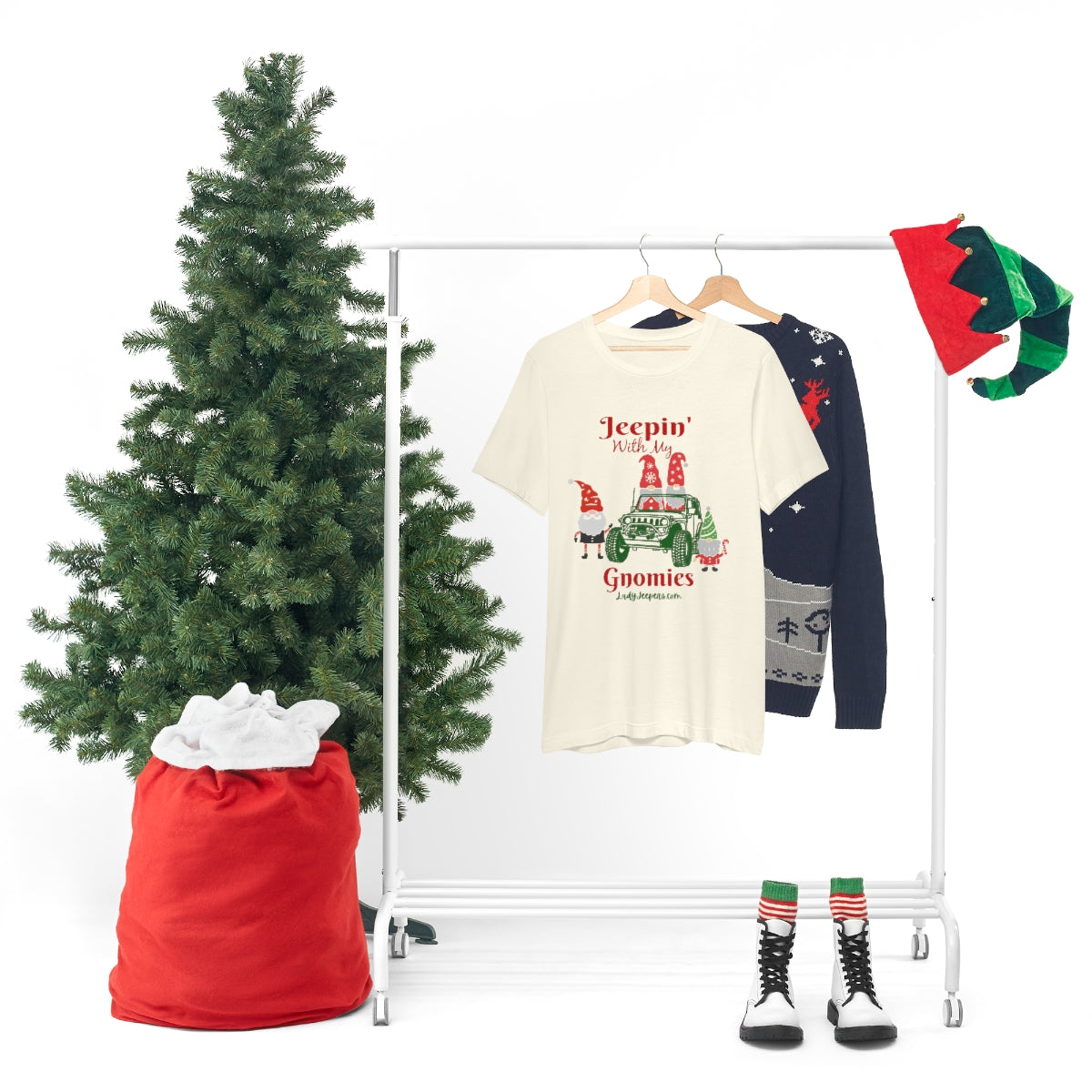 Jeepin' With My Gnomies Holiday Short Sleeve T-Shirt