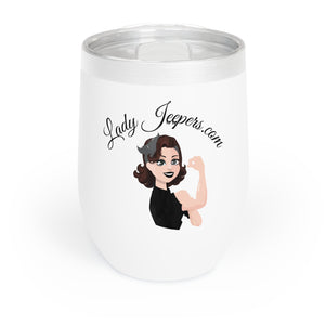 12oz Wine Tumbler With Original LadyJeepers Logo in Black