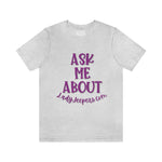 Load image into Gallery viewer, Purple &amp; Silver Ask Me About LadyJeepers.com T-Shirt
