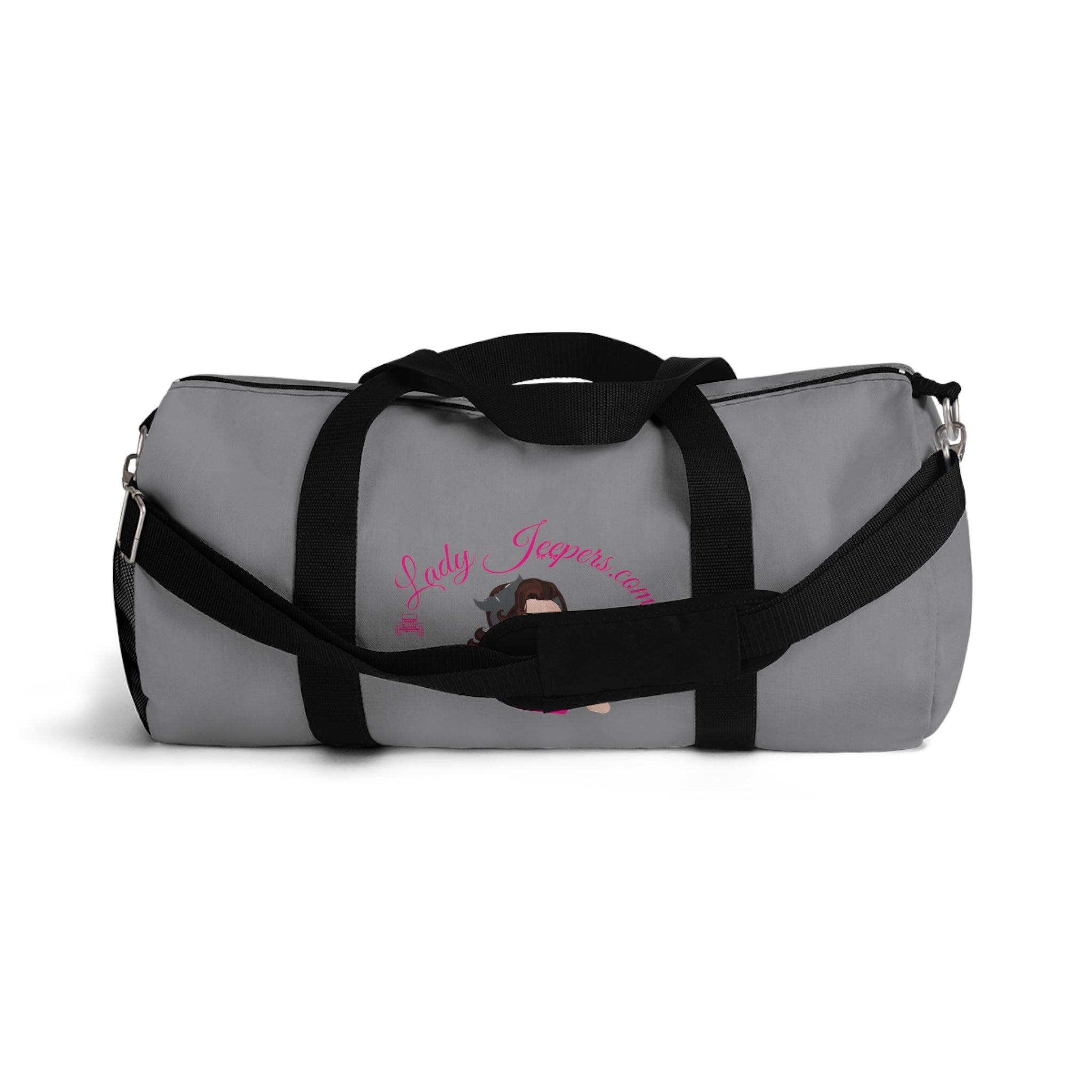 Pink Original Logo On Dark Grey Duffle Bag