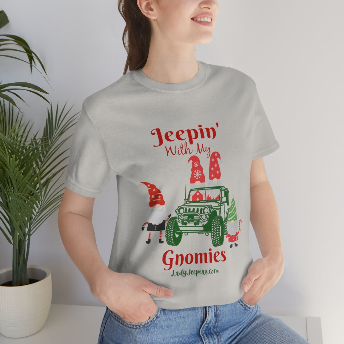 Jeepin' With My Gnomies Holiday Short Sleeve T-Shirt